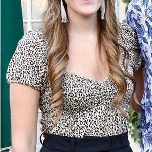 Urban Outfitters Babydoll Crop Top Leopard Print